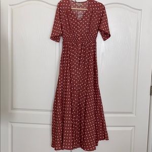 Elastic waist polka dot maxi dress (maxi)